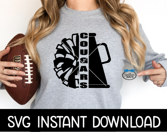 Cougars Cheer SVG, Cheerleader SVG, Tote Bag SvG, Cheer Leader SVG, Instant Download, Cricut Cut Files, Silhouette Cut Files, Print