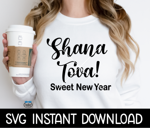 Shana Tova SVG, Sweet New Year Holiday SVG, Jewish New Year, Shana Tova Decor Instant PNG Digital Download