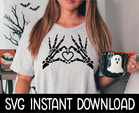 Skeleton Heart Hand SVG, Skeleton Heart Hands SVG File, Instant Download, Cricut Cut Files, Silhouette Cut Files, Download, Print
