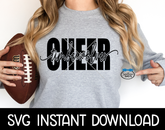 Timberwolves Cheer SVG, Cheerleader SVG, Tote Bag SvG, Cheer Leader SVG, Instant Download, Cricut Cut Files, Silhouette Cut Files, Print