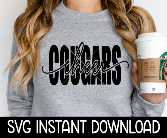 Cougars Cheer SVG, Cheerleader Tee SVG, Tote Bag SvG, Cheer Leader SVG, Instant Download, Cricut Cut Files, Silhouette Cut Files, Print