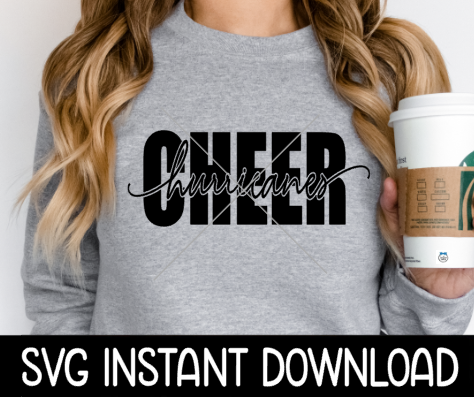 Hurricanes Cheer SVG, Cheerleader Tee SVG, Tote Bag SvG, Cheer Leader SVG, Instant Download, Cricut Cut Files, Silhouette Cut Files, Print
