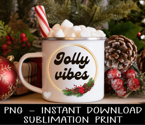 Christmas PNG, Jolly Vibes Christmas Mug PNG Digital Design, Sublimation PnG, Instant Download Water Slide, Waterslide Decal