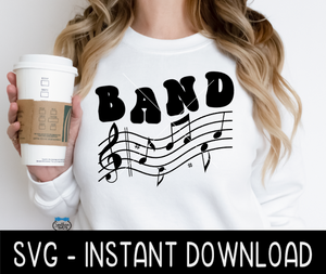 Band SVG, Band Tee SVG, Tote Bag SvG, Band Music Note SVG Instant Download, Cricut Cut Files, Silhouette Cut Files, Print