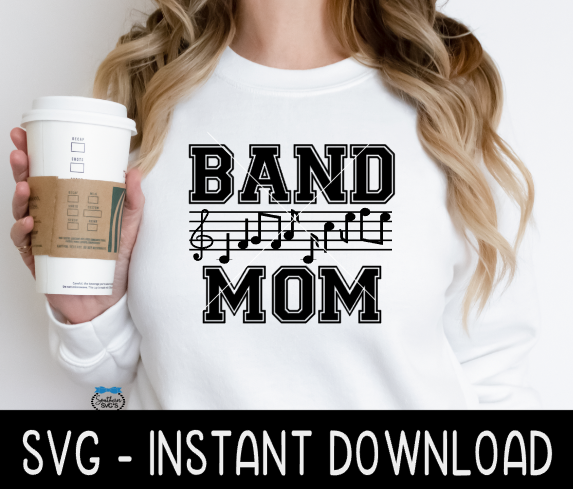 Band SVG, Band Tee SVG, Tote Bag SvG, Band Mom Music Note SVG Instant Download, Cricut Cut Files, Silhouette Cut Files, Print