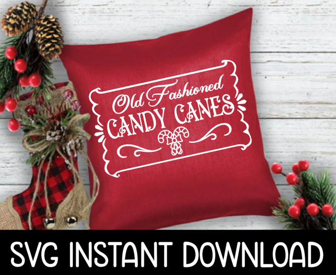 Christmas SVG, Christmas PNG, Vintage Old Fashioned Candy Cane SvG Instant Download, Cricut Cut File, Silhouette Cut File, Download Print