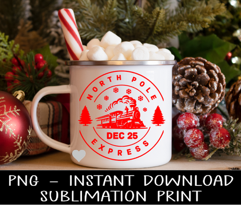 Christmas PNG, Vintage North Pole Express Tee PNG Digital Design, Sublimation PnG, Instant Download Water Slide Decal