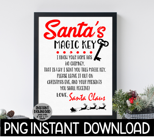Santa's Magic Key Letter, Printable Santa's Magic Key, Instant Printable Letter From Santa For Magic Key, Instant PNG Digital Download