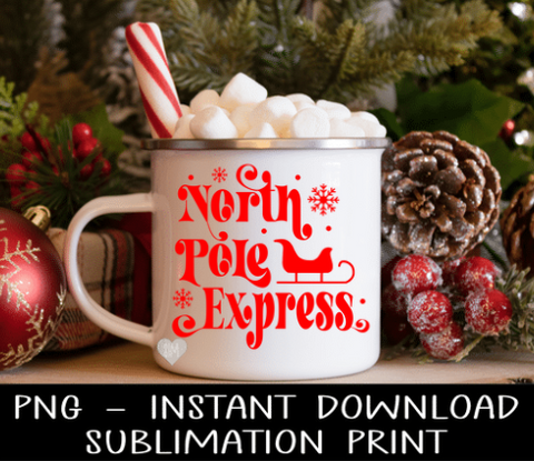 Christmas PNG, North Pole Express Tee PNG Digital Design, Sublimation PnG, Instant Download Water Slide Decal