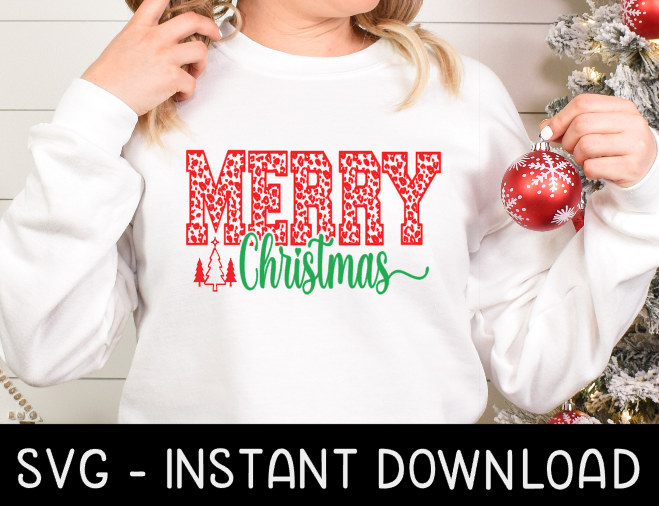 Merry Christmas Cheetah SVG, Christmas Tee SvG Instant Download, Cricut Cut File, Silhouette Cut File Download Print