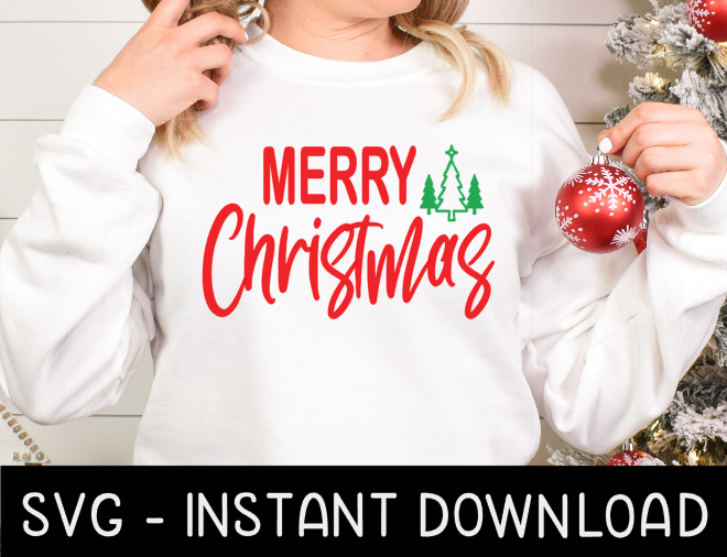 Merry Christmas SVG, Christmas Tee SvG Instant Download, Cricut Cut File, Silhouette Cut File Download Print