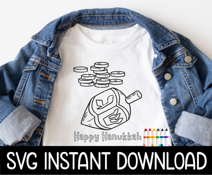 Coloring Shirt SVG, Happy Hanukkah Color Me Shirt SVG, Kids Hannukah Tee SvG Instant Download, Cricut Cut File, Silhouette Cut File, Print