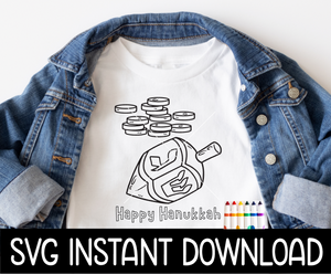 Coloring Shirt SVG, Happy Hanukkah Color Me Shirt SVG, Kids Hannukah Tee SvG Instant Download, Cricut Cut File, Silhouette Cut File, Print