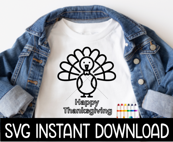 Coloring Shirt SVG, Happy Thanksgiving Color Me Shirt SVG, Kids Turkey Tee SvG Instant Download, Cricut Cut File, Silhouette Cut File, Print