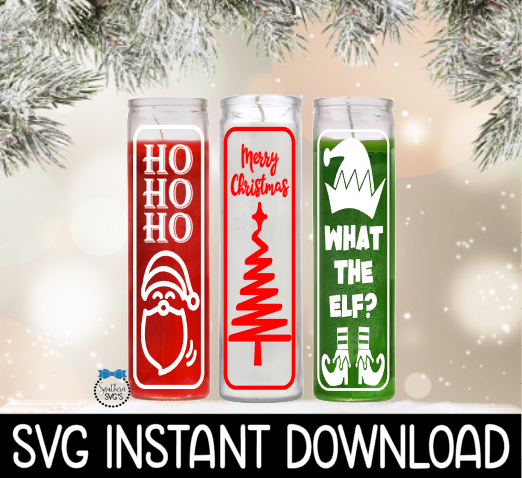 Christmas Candle SVG, Christmas Candle Bundle SVG, 8" Glass Jar Candle SVG Instant Download, Cricut Cut File, Silhouette Cut File Download