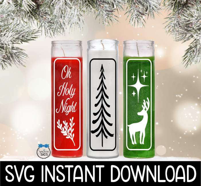 Christmas Candle SVG, Christmas Candle Bundle SVG, 8" Glass Jar Candle SVG Instant Download, Cricut Cut File, Silhouette Cut File Download