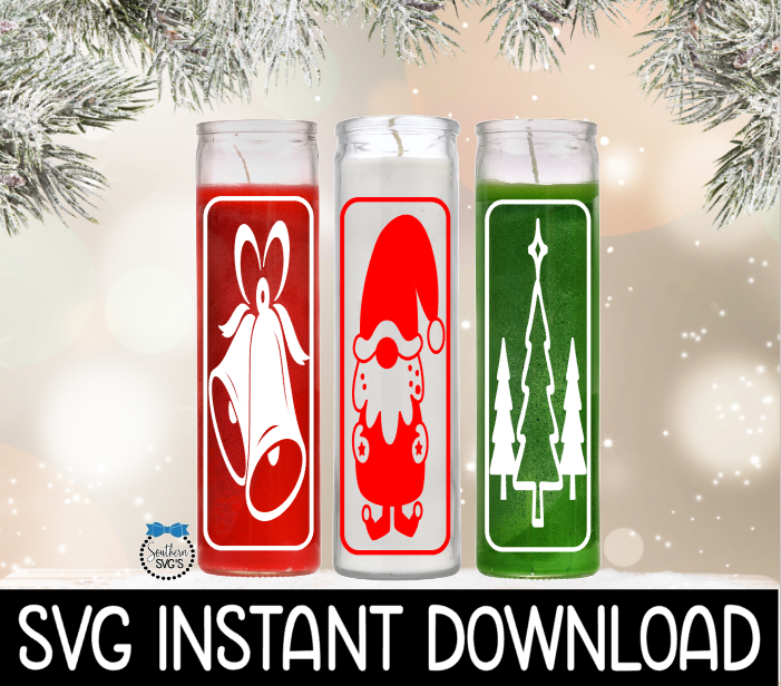 Christmas Candle SVG, Christmas Candle Bundle SVG, 8" Glass Jar Candle SVG Instant Download, Cricut Cut File, Silhouette Cut File Download