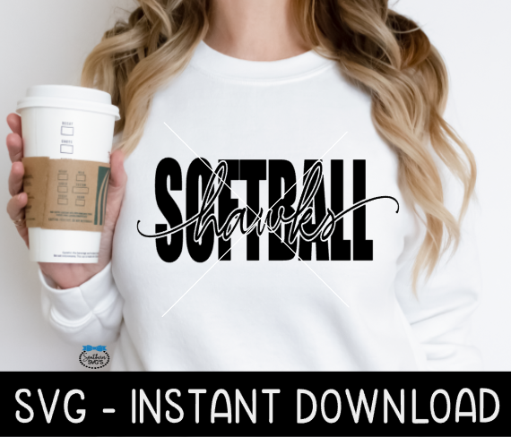 Hawks Softball SVG, Hawks SvG, School Mascot SVG, Instant Download, Cricut Cut File, Silhouette Cut File, Print