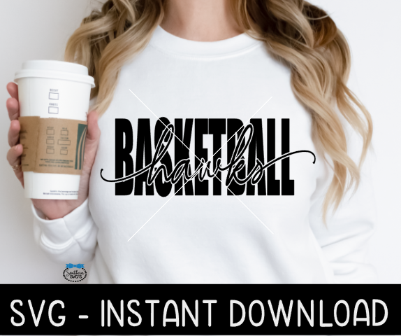 Hawks Basketball SVG, Hawks SvG, School Mascot SVG, Instant Download, Cricut Cut File, Silhouette Cut File, Print