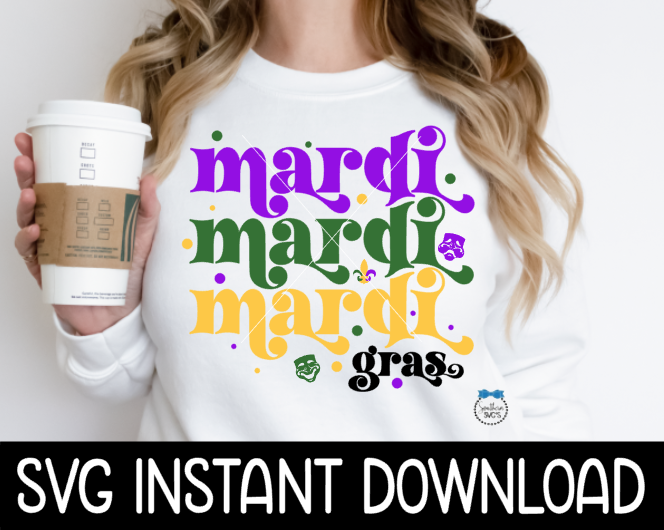 Mardi Gras SVG Files, Mardi Gras Multi SVG, Mardi Gras Tee SVG Instant Download, Cricut Cut Files, Silhouette Cut File, Download, Print