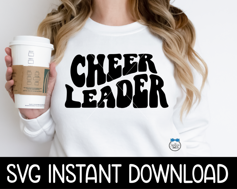 Cheer Leader SVG, Cheerleader Tees SvG, Cheerleader Wavy Letters SVG, Instant Download, Cricut Cut Files, Silhouette Cut Files, Print