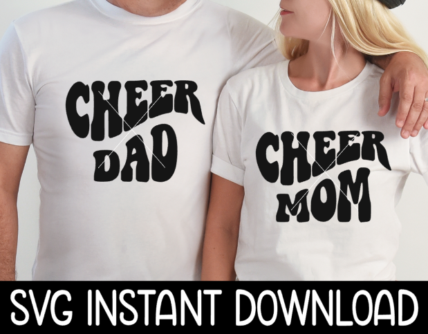 Cheerleader SVG, Cheer Mom And Cheer Dad Wavy Letter SVG Bundle, Instant Download, Cricut Cut Files, Silhouette Cut Files