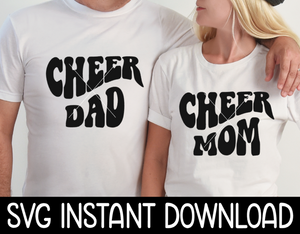 Cheerleader SVG, Cheer Mom And Cheer Dad Wavy Letter SVG Bundle, Instant Download, Cricut Cut Files, Silhouette Cut Files