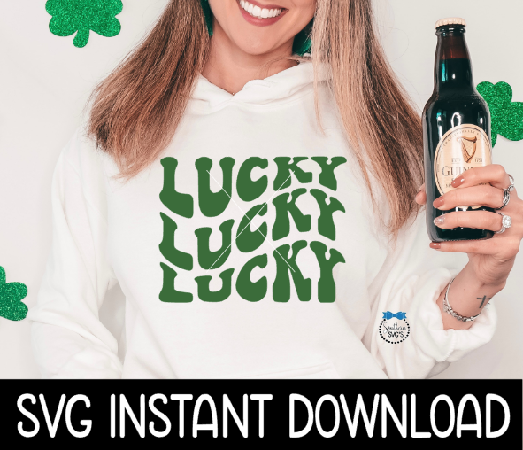 Lucky SVG, Lucky Wavy Letters SVG St Patrick's Day SVG, St Patty's Day SvG Instant Download, Cricut Cut Files, Silhouette Cut Files, Print