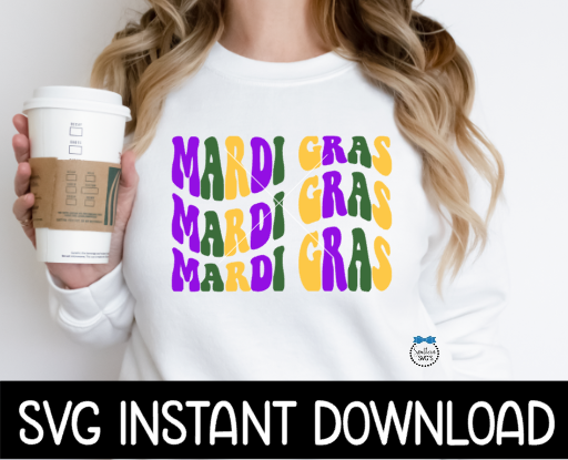 Mardi Gras SVG Files, Mardi Gras SVG Wavy Text Sublimation PNG, SvG Instant Download, Cricut Cut Files, Silhouette Cut Files, Download