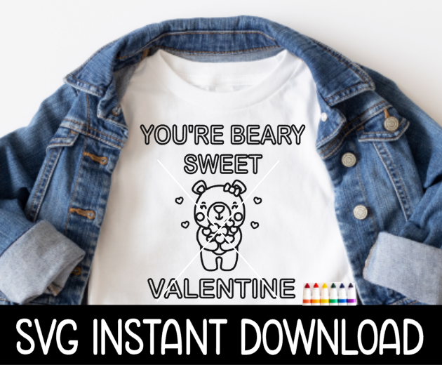 Coloring Shirt SVG, Valentine's Color Me Shirt SVG, Kids Valentine's Day Tee SvG Instant Download, Cricut Cut File, Silhouette Cut File, Print