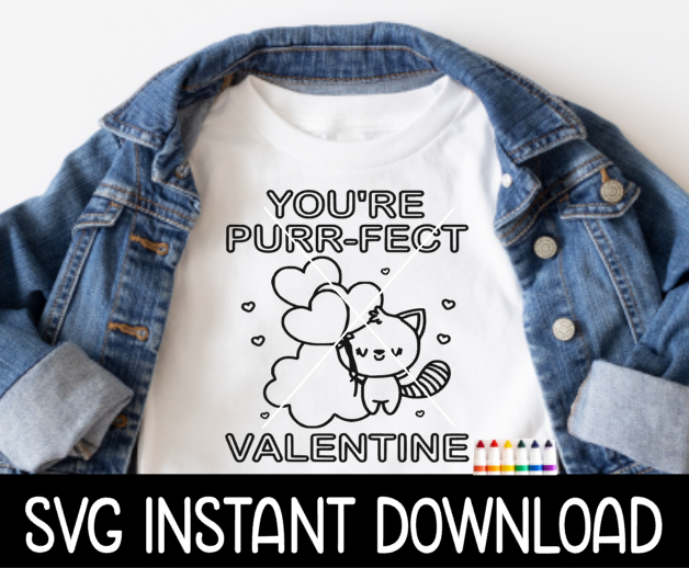 Coloring Shirt SVG, Valentine's Color Me Shirt SVG, Kids Valentine's Day Tee SvG Instant Download, Cricut Cut File, Silhouette Cut File, Print