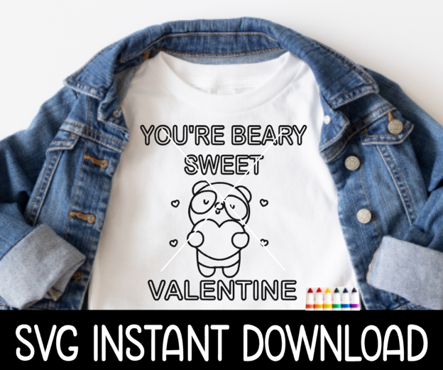 Coloring Shirt SVG, Valentine's Color Me Shirt SVG, Kids Valentine's Day Tee SvG Instant Download, Cricut Cut File, Silhouette Cut File, Print
