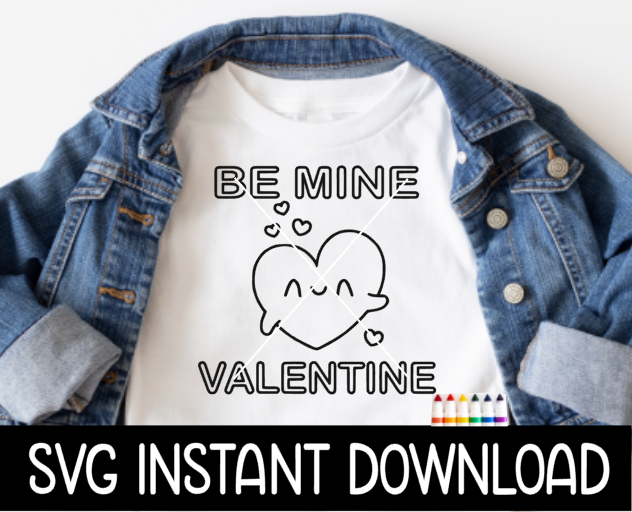 Coloring Shirt SVG, Valentine's Color Me Shirt SVG, Kids Valentine's Day Tee SvG Instant Download, Cricut Cut File, Silhouette Cut File, Print
