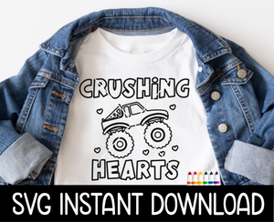 Coloring Shirt SVG, Valentine's Color Me Crushing Hearts Shirt SVG, Kids Valentine's Day Tee SvG Instant Download, Cricut Cut File, Silhouette Cut File, Print