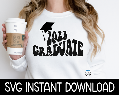2023 Graduate SVG, 2023 Graduation Wavy Letters SVG Files, Instant Download, Graduation SVG, Cricut Cut Files, Silhouette Cut Files, Download, Print