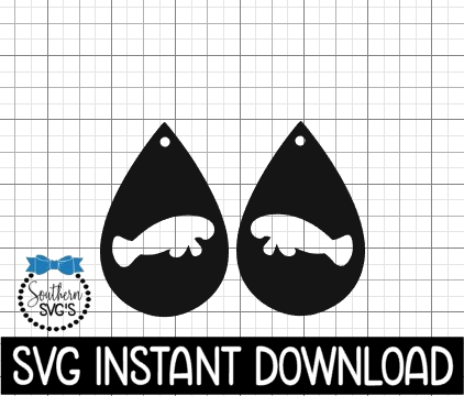 Manatee Earring SVG, Earring SVG Instant Download, Cricut Cut Files, Silhouette Cut Files, Download, Print