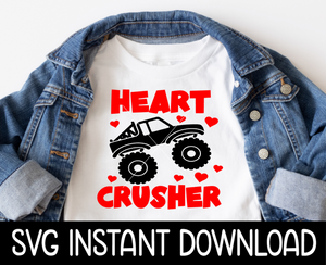 Heart Crusher Valentine's Day SVG, Kids Valentine's Day Tee Shirt SVG, Instant Download, Cricut Cut Files, Silhouette Cut Files, Print