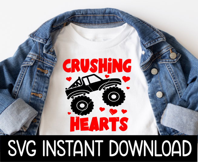 Crushing Hearts Valentine's Day SVG, Kids Valentine's Day Tee Shirt SVG, Instant Download, Cricut Cut Files, Silhouette Cut Files, Print