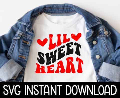 Valentine's Day SVG, Lil Sweet Heart Valentine SVG Kids Valentine's Day Tee Shirt SVG, Instant Download, Cricut Cut Files, Silhouette Cut Files Print
