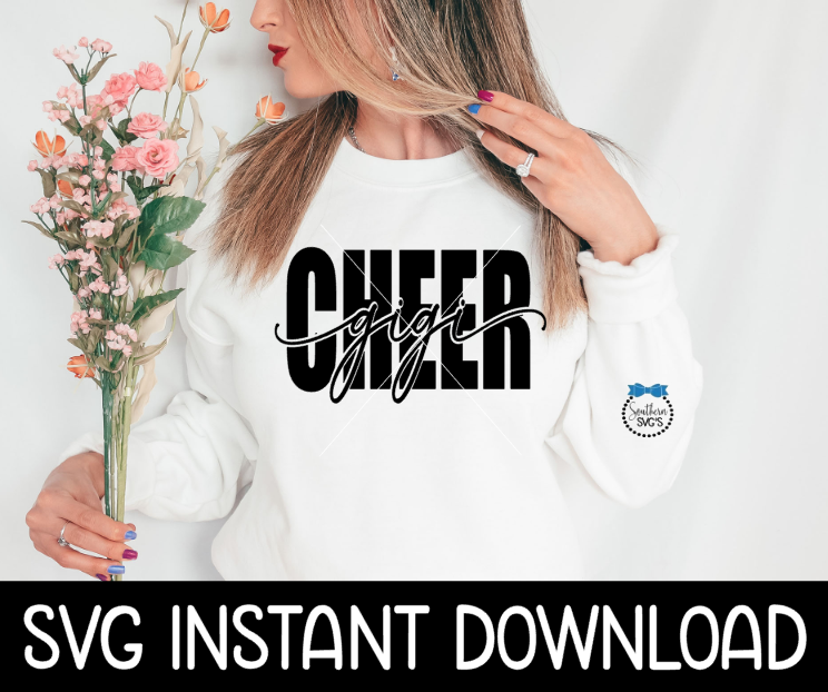 Cheer Gigi SVG, Cheer Gigi Pom Pom SVG, Megaphone SvG, Cheer Mom SVG, Instant Download, Cricut Cut Files, Silhouette Cut Files, Print