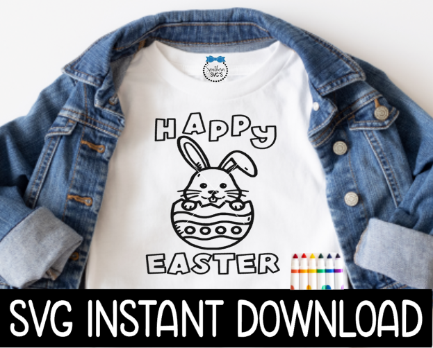 Coloring Shirt SVG, Easter Kids Color Me Shirt SVG, Happy Easter SVG Instant Download, Cricut Cut File, Silhouette Cut File