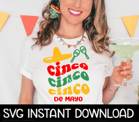 Cinco De Mayo SVG, Cinco De Mayo Wavy Letters File, Instant Download, Cricut Cut Files, Silhouette Cut Files, Download, Print
