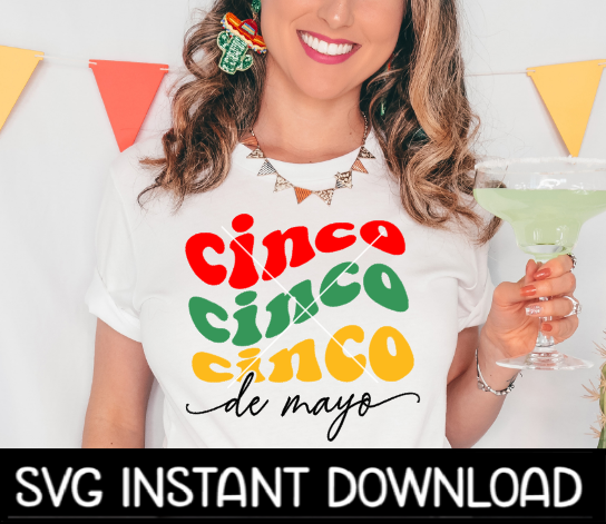 Cinco De Mayo SVG, Cinco De Mayo Wavy Letters File, Instant Download, Cricut Cut Files, Silhouette Cut Files, Download, Print