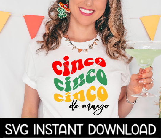Cinco De Mayo SVG, Cinco De Mayo Wavy Letters File, Instant Download, Cricut Cut Files, Silhouette Cut Files, Download, Print