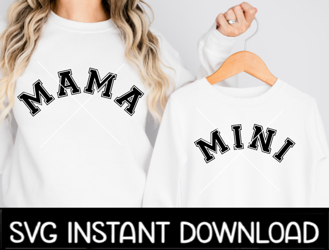 Mama And Mini SVG, Mom And Child Matching Mother's Day Tee SvG, Instant Download, Cricut Cut Files, Silhouette Cut Files, Print