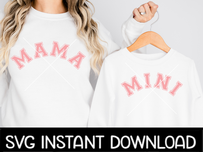 Mama And Mini SVG, Mom And Child Matching Mother's Day Tee SvG, Instant Download, Cricut Cut Files, Silhouette Cut Files, Print