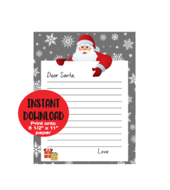 Santa Letter, Printable Letter To Santa, Instant Printable Letter To Santa From Child, Instant PNG Digital Download