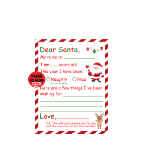 Dear Santa Letter, Printable Letter To Santa, Instant Printable Letter To Santa From Child, Instant PNG Digital Download