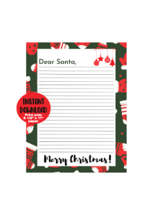 Dear Santa Letter, Printable Letter To Santa, Instant Printable Letter To Santa From Child, Instant PNG Digital Download