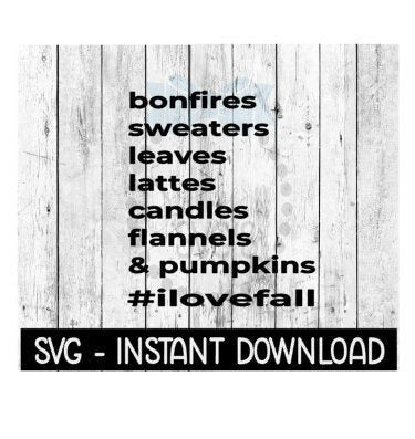 I love Fall SVG, SVG Files, Instant Download, Cricut Cut Files, Silhouette Cut Files, Download, Print